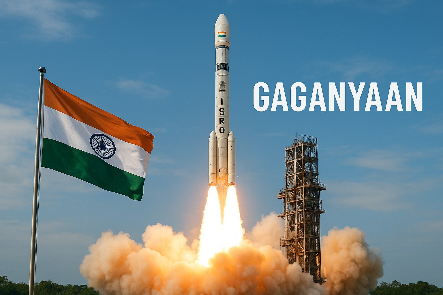 ISRO Gaganyaan spacecraft prototype with Indian astronauts’ crew module under preparation at Satish Dhawan Space Centre, symbolizing India’s upcoming human spaceflight mission.