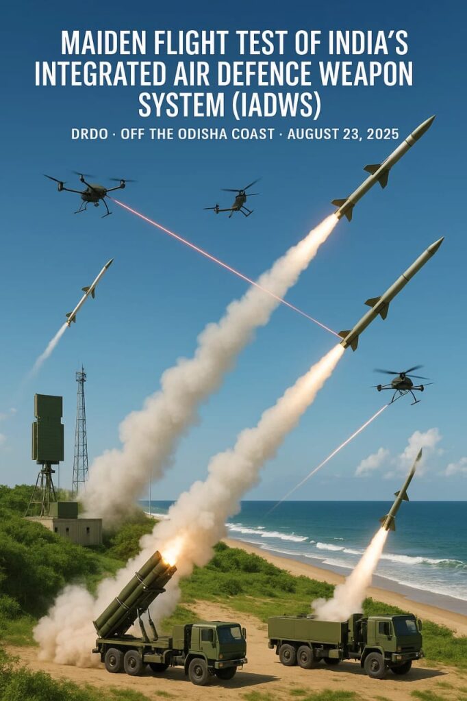 Defence Research and Development Organisation (DRDO) has also succeeded in carrying out the first flight of the first test of the Integrated Air Defence Weapon System
