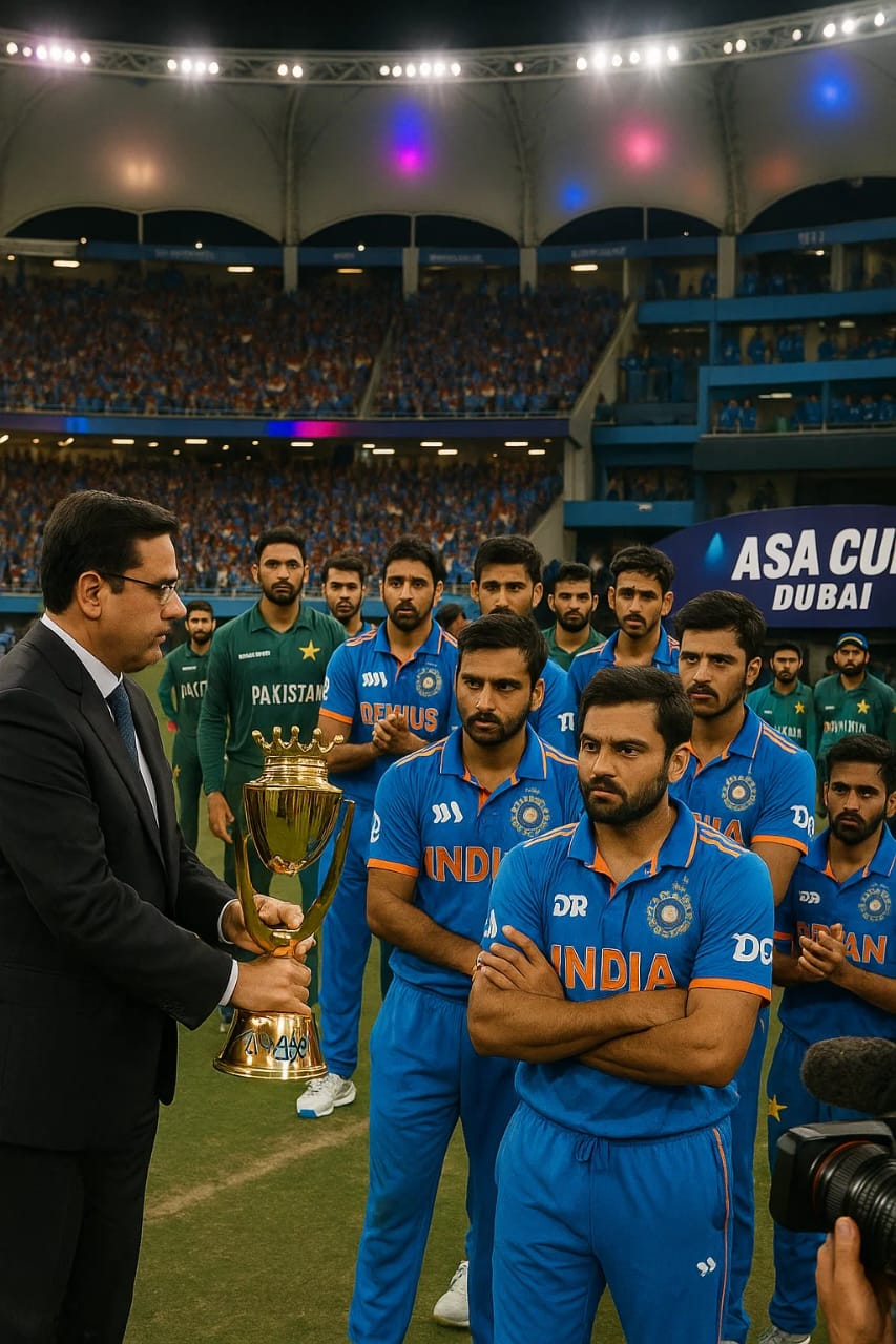 India withdraws Asian cup Trophy in response to the involvement of chief of Pakistan in the ceremony.
