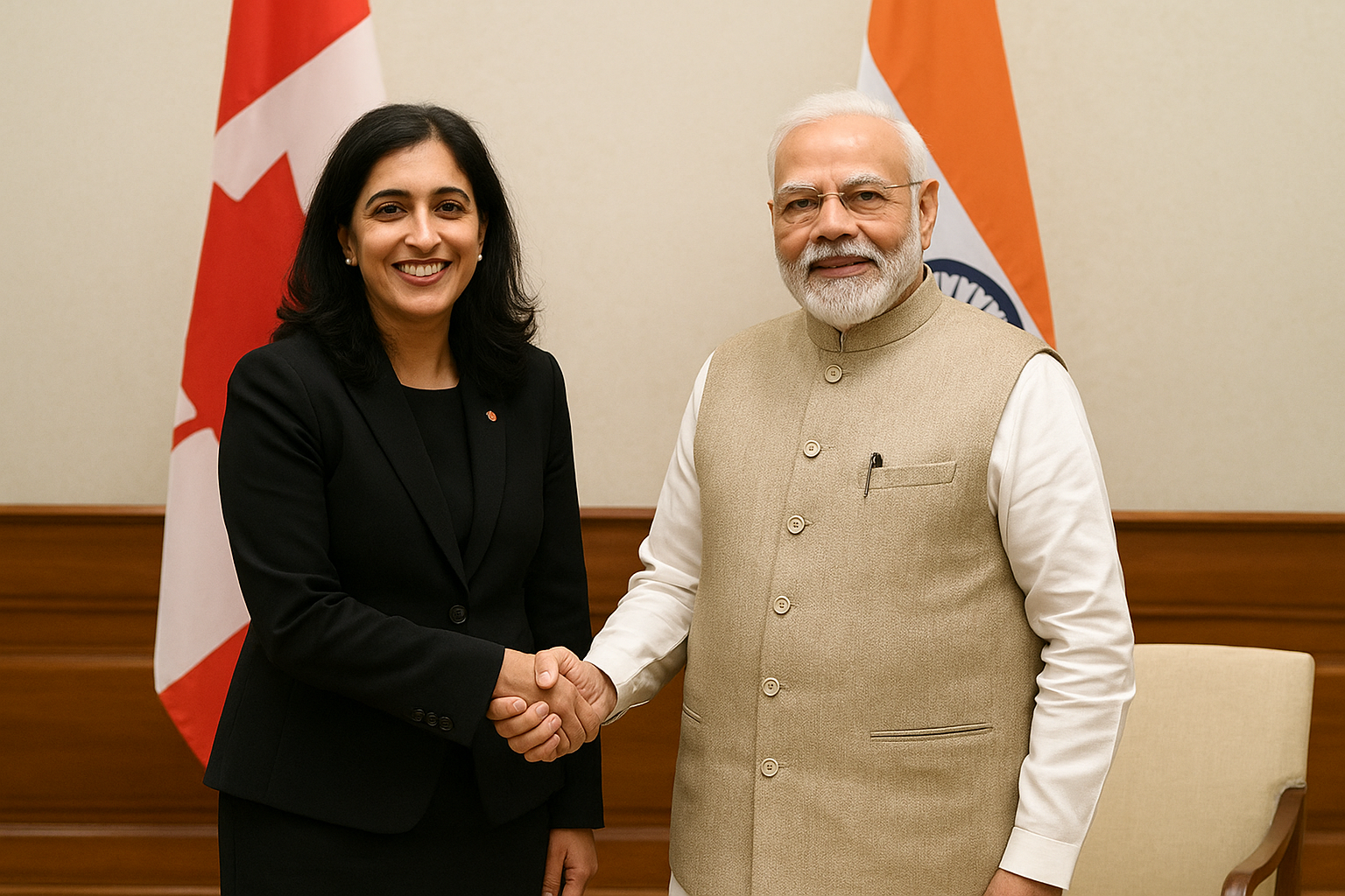 Canadian Foreign Minister Anita Anand meets Indian Prime Minister Narendra Modi to strengthen bilateral ties