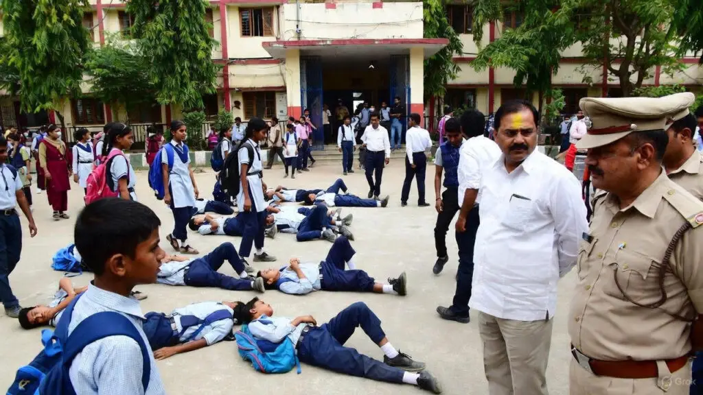 Sixteen school children rushed to hospitals after a suspected gas leak caused panic and unconsciousness at a private school in Sandila, Hardoi, with officials and administration launching an investigation.