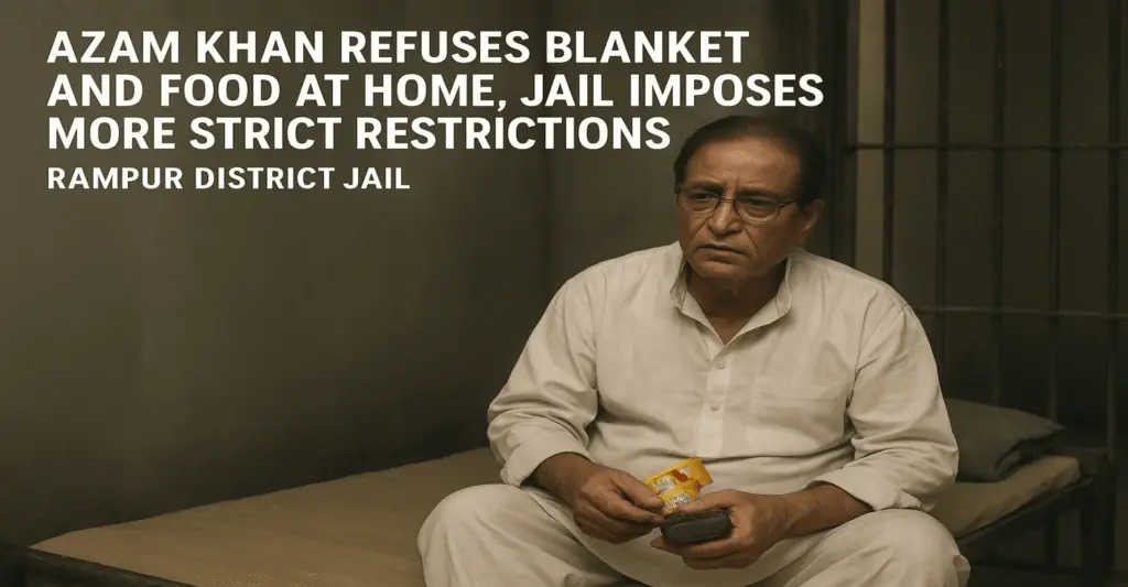 Azam Khan and his son Abdullah Azam inside Rampur District Jail facing strict restrictions after being denied home food and bedding.